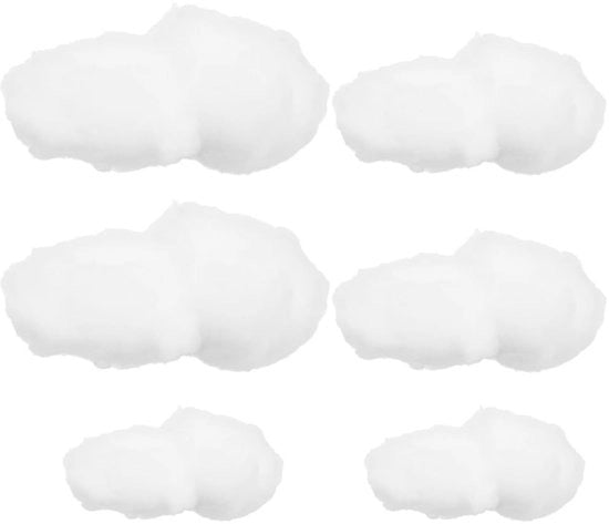 Decorazioni per Camera da Bambino/Party - 6 Pezzi - Set di Piume Decorative - Realistico - Dimensioni 15/20/30 cm - Bianco - Nuvole Decorative