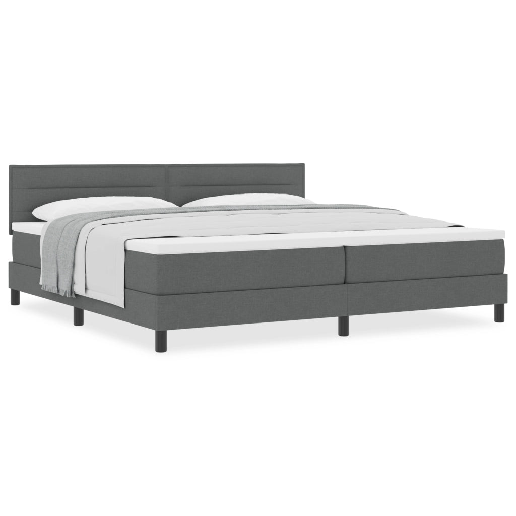 Letto Box Spring con Materasso Grigio Scuro 200x200 cm Tessuto