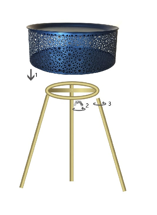 Tavolino Basso Ø40x65 cm in Metallo Nero