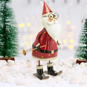 Statuina Babbo Natale Figura in Metallo Decorazione Addobbo Natalizio 42 cm