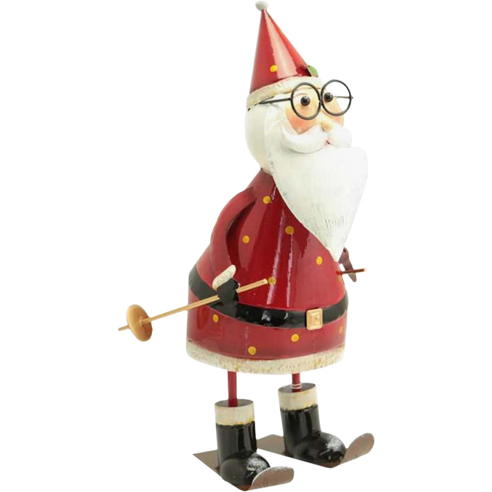 Statuina Babbo Natale Figura in Metallo Decorazione Addobbo Natalizio 42 cm