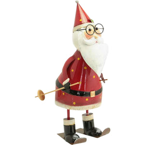 Statuina Babbo Natale Figura in Metallo Decorazione Addobbo Natalizio 42 cm
