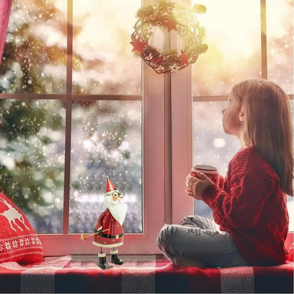 Statuina Babbo Natale Figura in Metallo Decorazione Addobbo Natalizio 42 cm