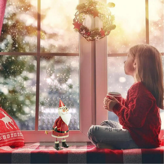 Statuina Babbo Natale Figura in Metallo Decorazione Addobbo Natalizio 42 cm