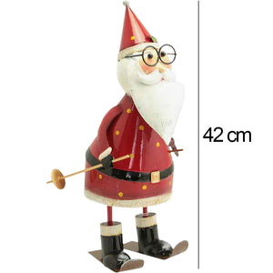 Statuina Babbo Natale Figura in Metallo Decorazione Addobbo Natalizio 42 cm
