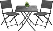 Mobili da Balcone in Polyrattan Set 3 Pezzi Pieghevole Salvaspazio 2 Persone Balcone Terrazza Giardino Arredo