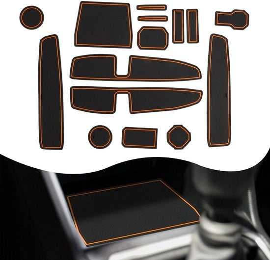 Pantaloni Jogger in Gomma per Dacia Jogger 2022 2023 2024, Antiscivolo per Console Centrale e Ripostiglio Interiore (Colore Arancione)