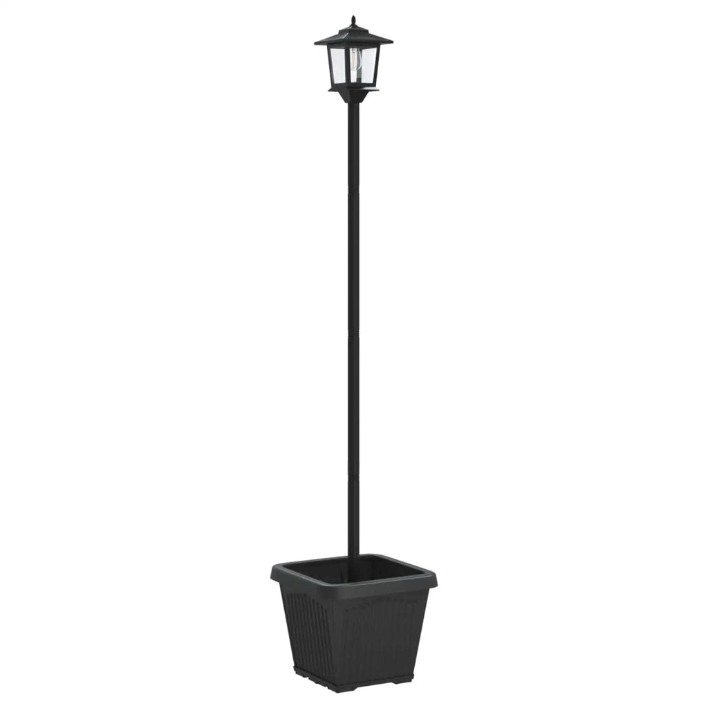 Lampione solare con fioriera Nero 32 x 32 x 158 cm 42042692