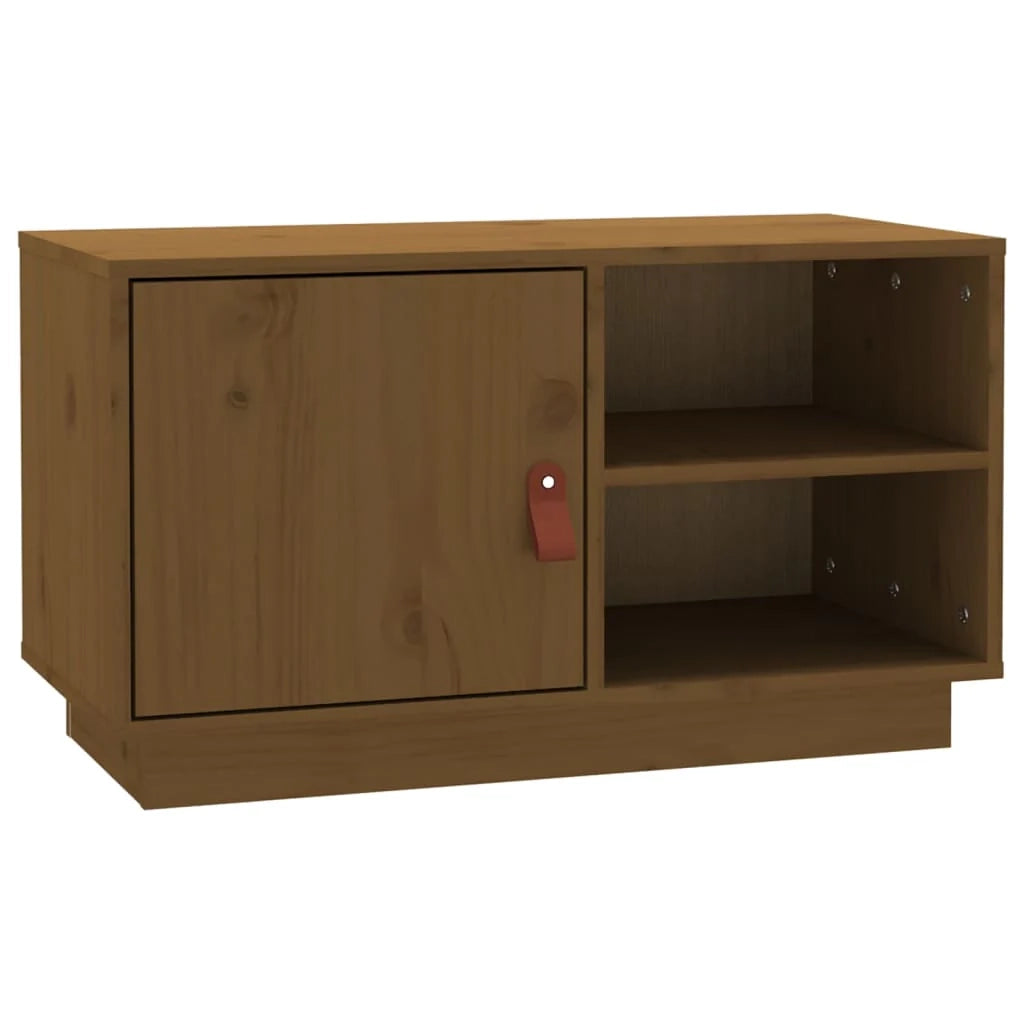 Mobile TV multimediale scaffale TV credenza TV sala da pranzo soggiorno camera da letto color miele 70 x 34 x 40 cm legno di pino massiccio marrone 02_0027714