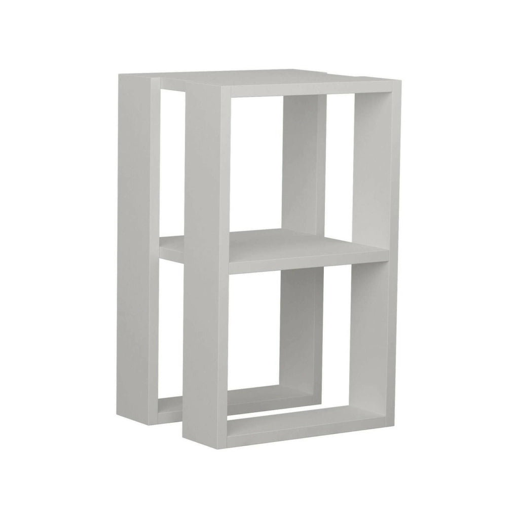 Comodino Alfreda, Comò basso, Tavolino da notte, Mensola da letto, 30x30h55 cm, Bianco