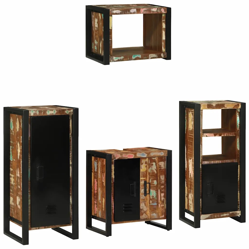 Set di mobili per il bagno 4 pcs Legno Recuperato Massello
