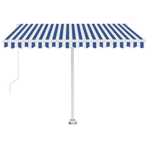 Tenda da Sole Manuale Autoportante 300x250 cm Blu e Bianca 3069496