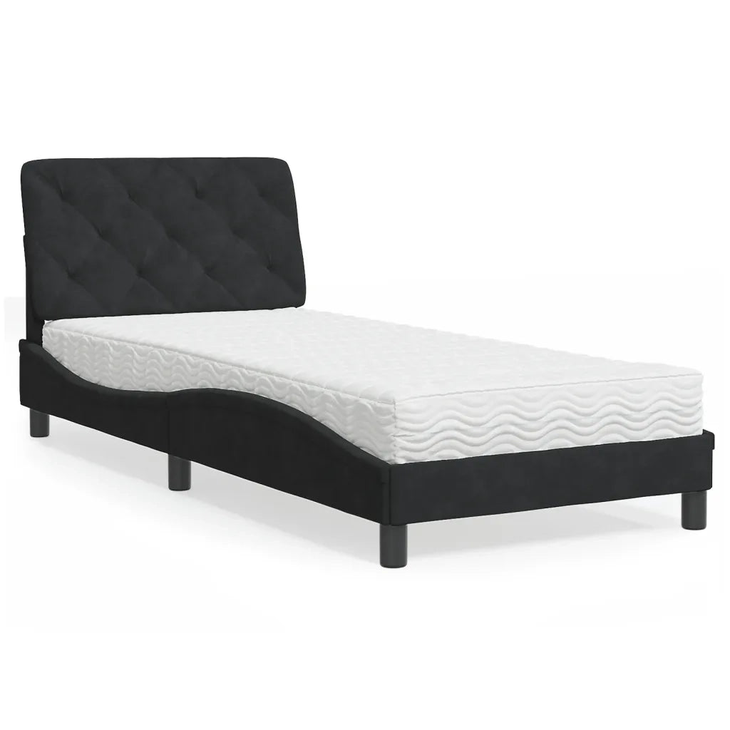 Letto singolo | Letto per adulti | Letto con Materasso Nero 80x200 cm in Velluto