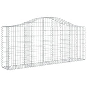 Gabbione recinto a gabbia muro di contenimento ad arco 200 x 30 x 80/100 cm ferro zincato argento 02_0040016