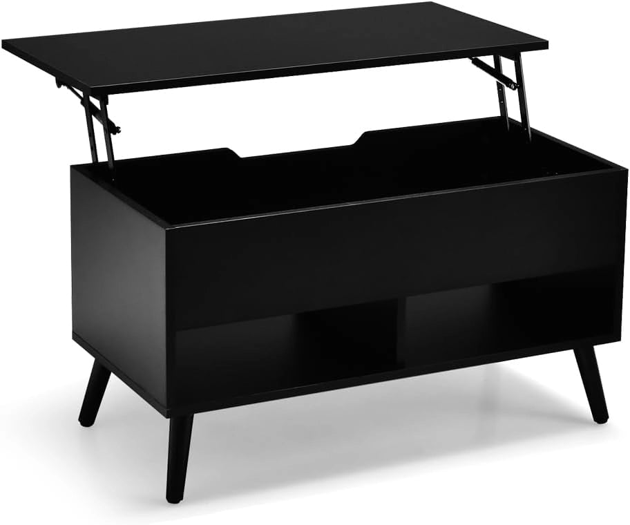 Tavolino da caffè sollevabile, tavolo da caffè con spazio nascosto di stoccaggio, tavolo sollevabile ed estensibile per il riposo o il lavoro, 80 x 40 x 58 (max) cm per il soggiorno e la sala da