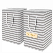 Set di asciugatrice grande pieghevole a 2 manici - asciugatrice acqua impermeabile e sacco di asciugatura, capienza 75L, asciugatrici realizzate con materiale PE rivestito (a righe grigio-bianche) per uso domestico/camping