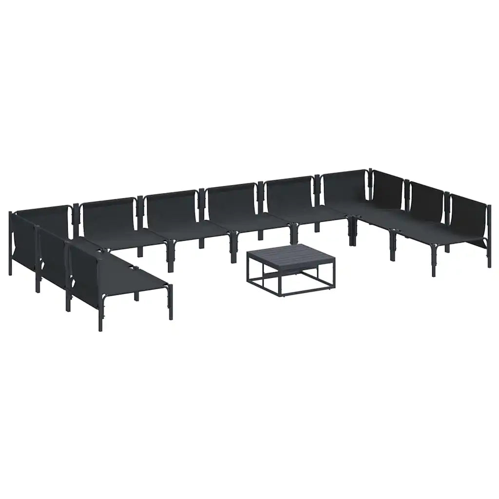 Set Divano da Giardino con cuscino 11 pcs Nero Acciaio 3379013