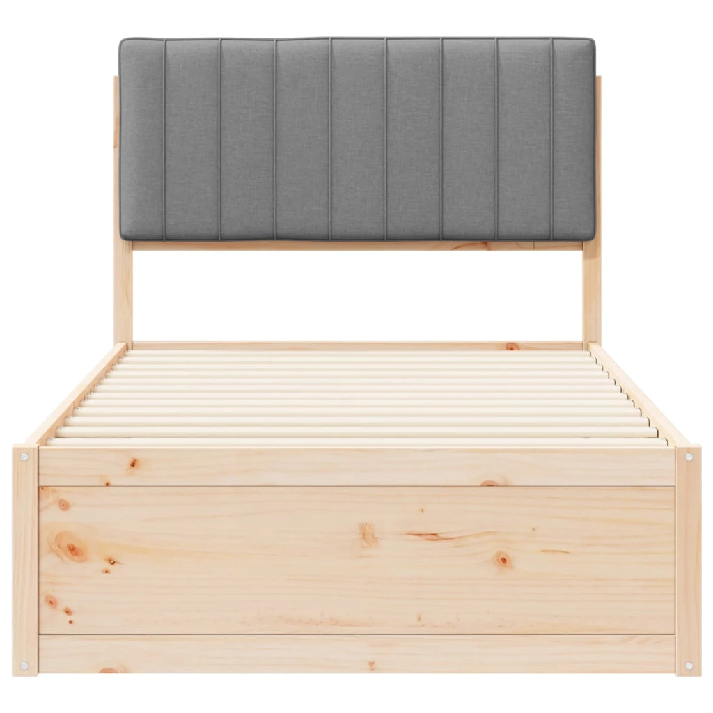 Letto con Testiera Rivestita Grigio chiaro 100 x 200 cm