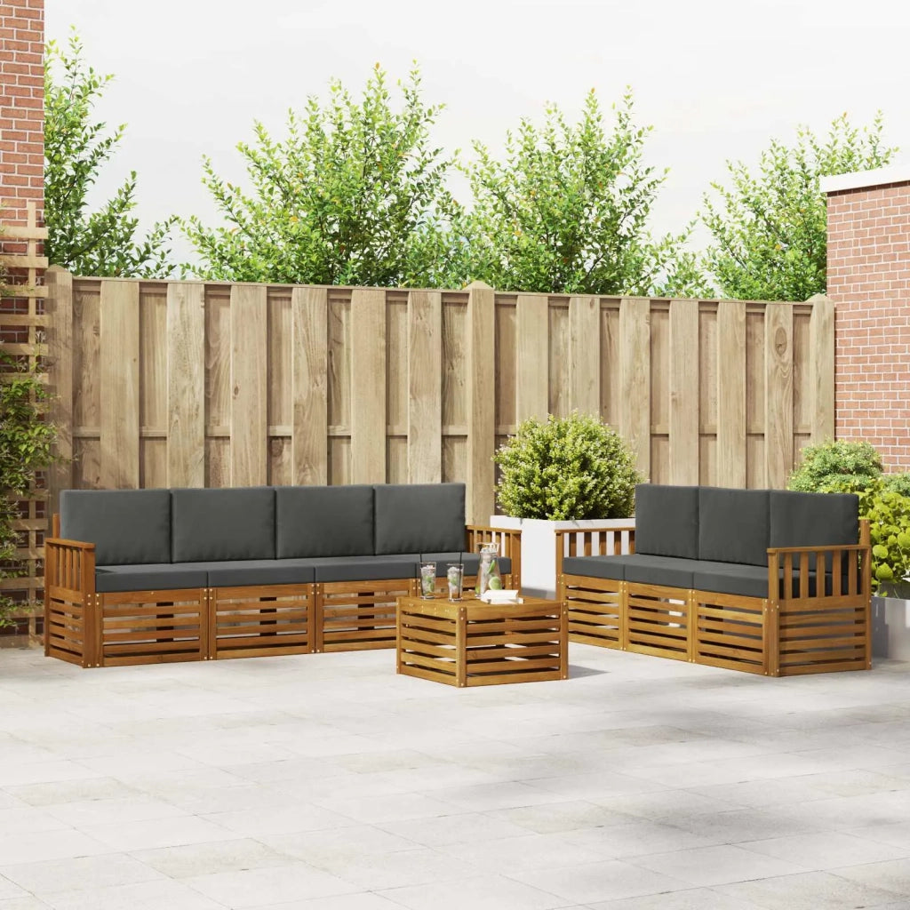 Set divani 8 pcs Naturale e Antracite Legno di Acacia Massello 3374482