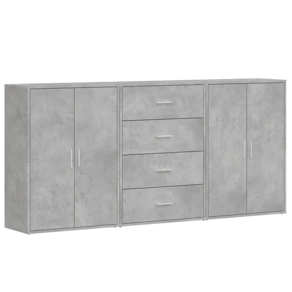 Buffet credenza cassettiera armadio mobile contenitore organizer per cucina soggiorno salotto 3 pezzi 60 x 31 x 84 cm legno ingegnerizzato grigio 02_0037116