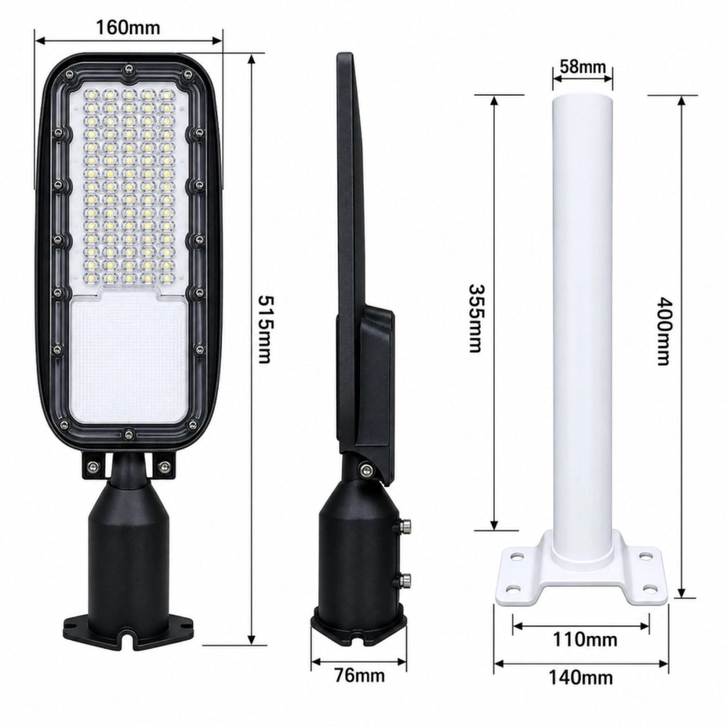 Lampione Stradale Led 150W 15000LM 6500K Street Lamp Per Strada Giardino Villa IP65
