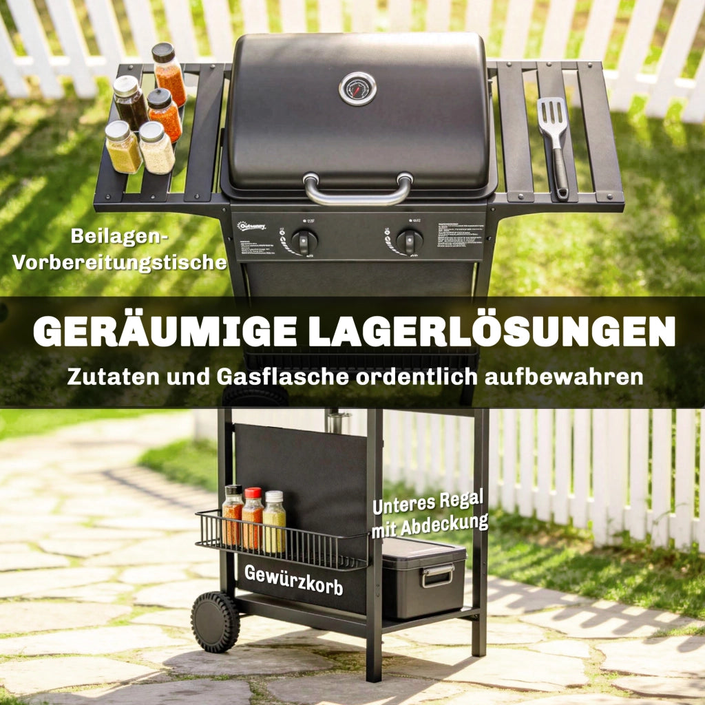 Grill da giardino 5KW 2 bruciatori ¨C zephmum ¨C acciaio inox con tavolino laterale