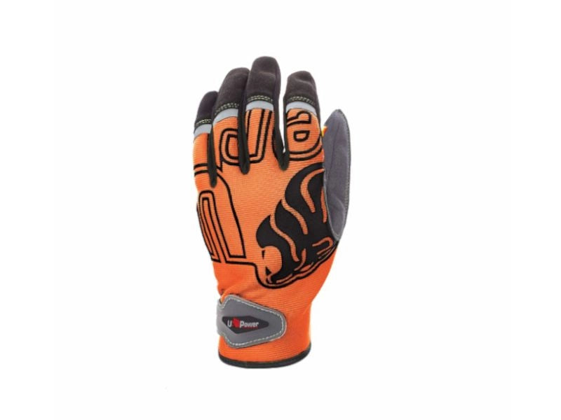 Guanti da lavoro U-Power Niko arancione fluo in materiale stretch traspirante - L