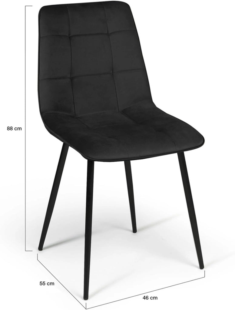 Set di 4 sedie da pranzo MILA in velluto nero