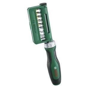 Set di cacciaviti a cricchetto Bosch da 19 pezzi (portainserti magnetico Softgrip da 36 denti, barra a scatto in acciaio S2 da 18 pezzi)