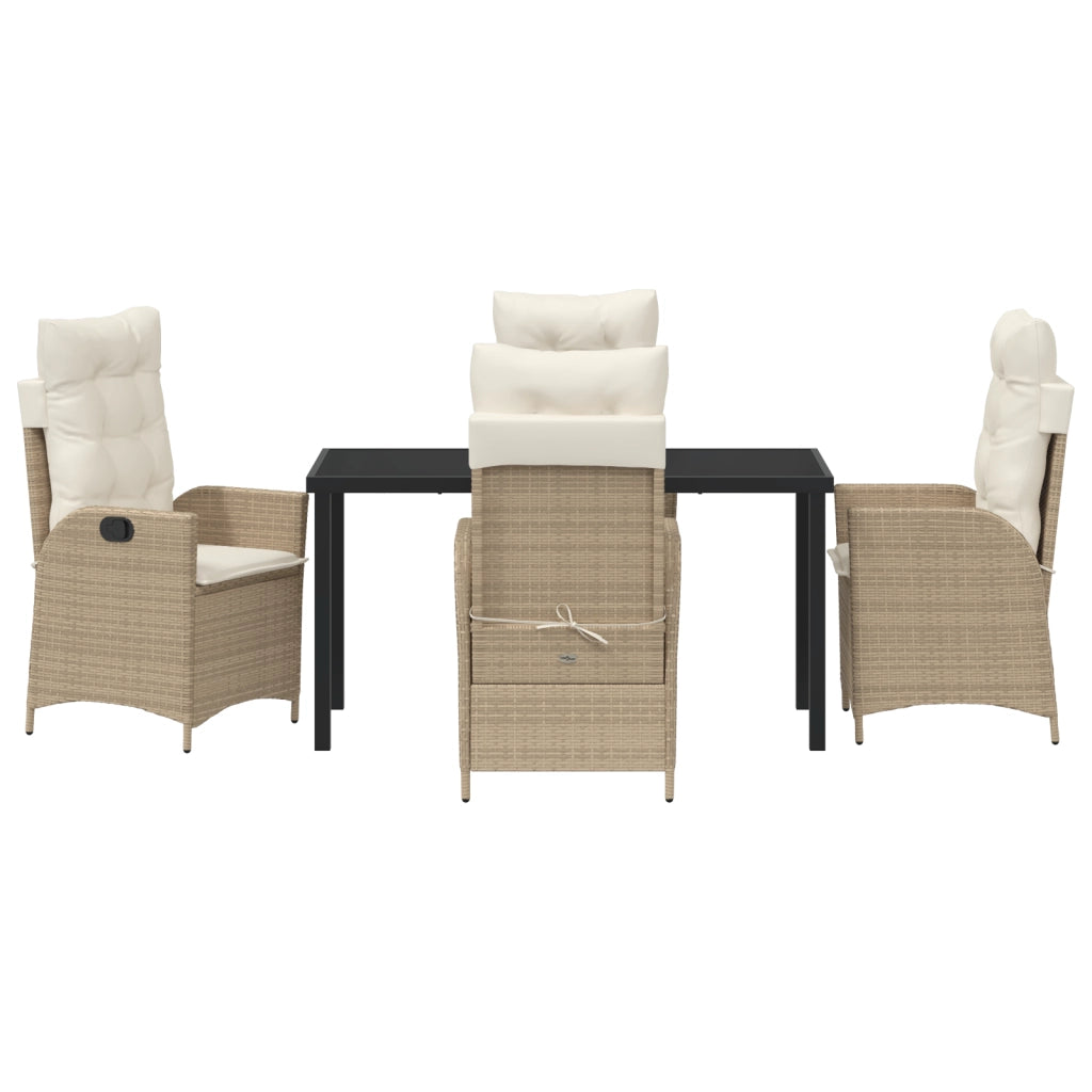 Set da Pranzo da Giardino di 5 Pezzi con Cuscini Beige Polyrattan
