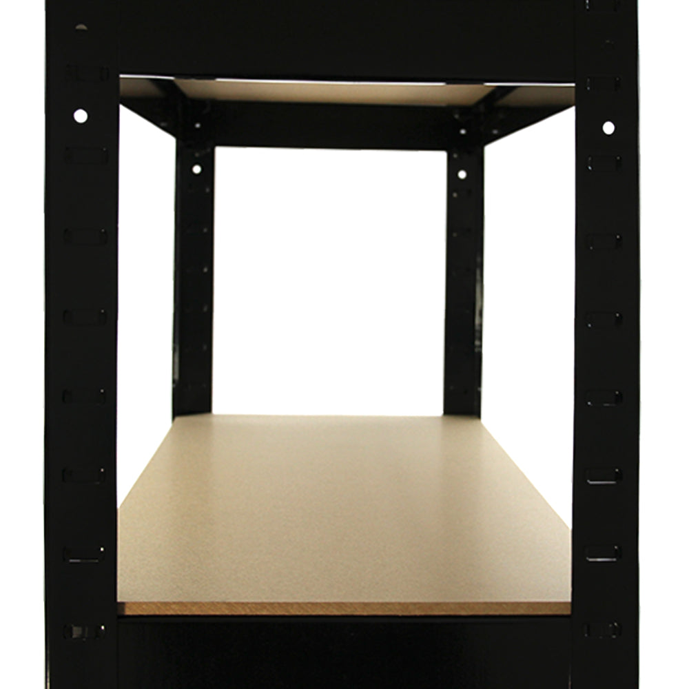 10 Scaffali in Acciaio Senza Bulloni T-Rax Neri Larghi 75cm per Magazzino e Box