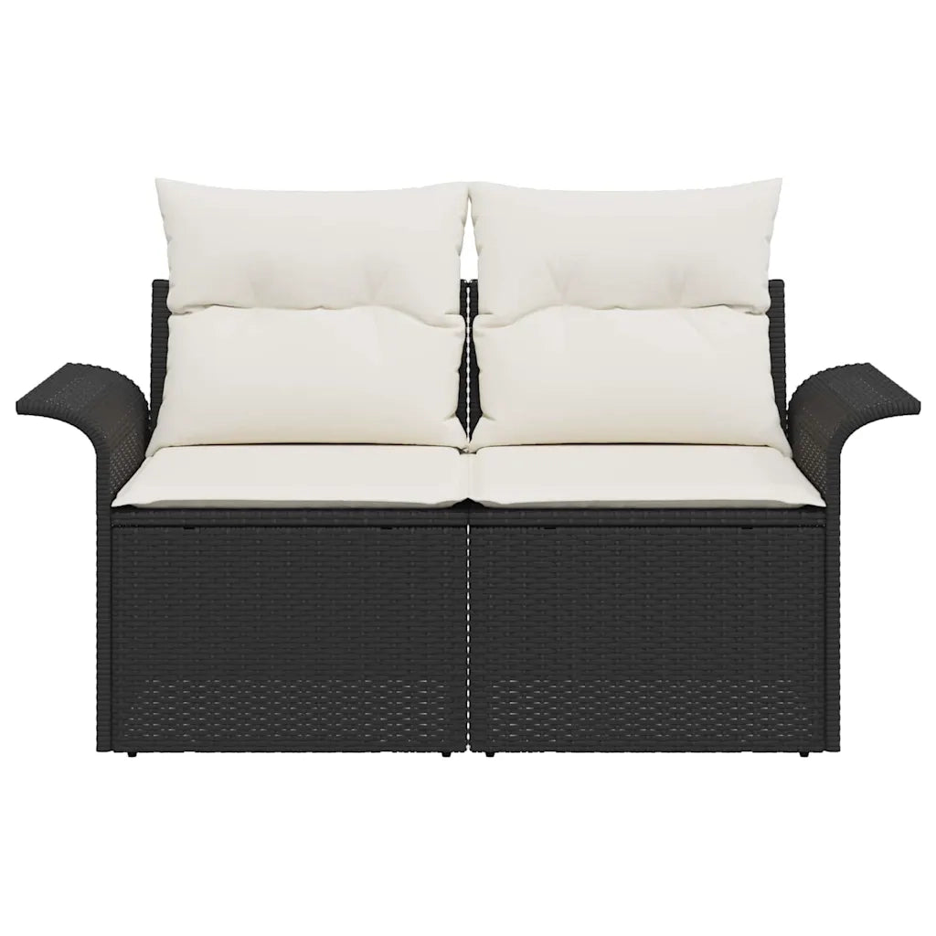 Divano da giardino con cuscino Nero 141 x 62 x 69cm polyrattan 42006702