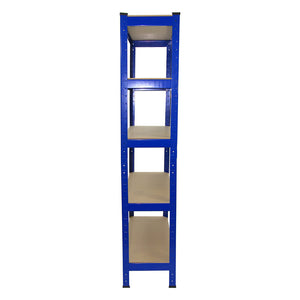 4 Scaffali in Acciaio Senza Bulloni T-Rax Blu Larghi 75cm per Magazzino e Box