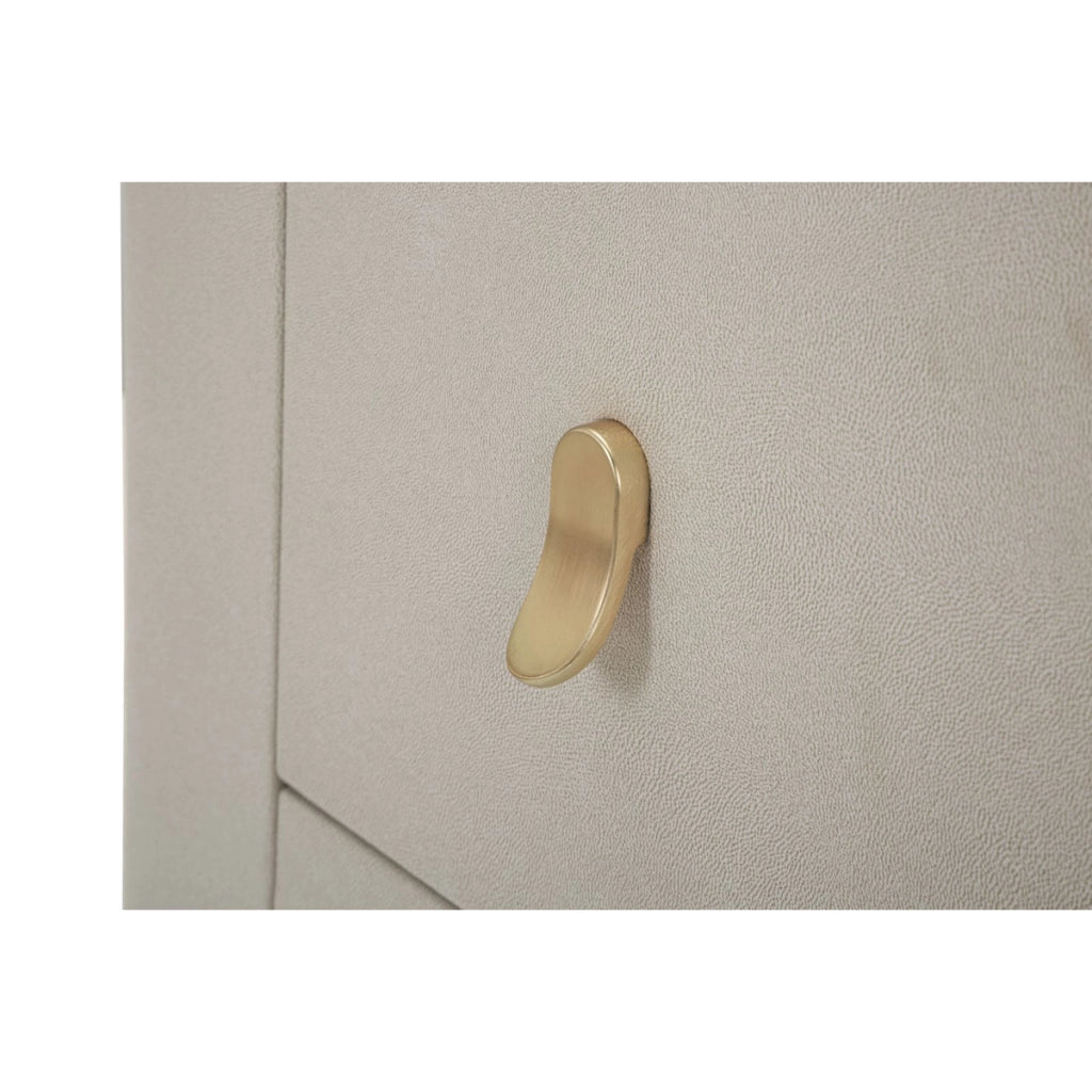 Comodino Beauty in legno crema con cassetti e anta, base dorata