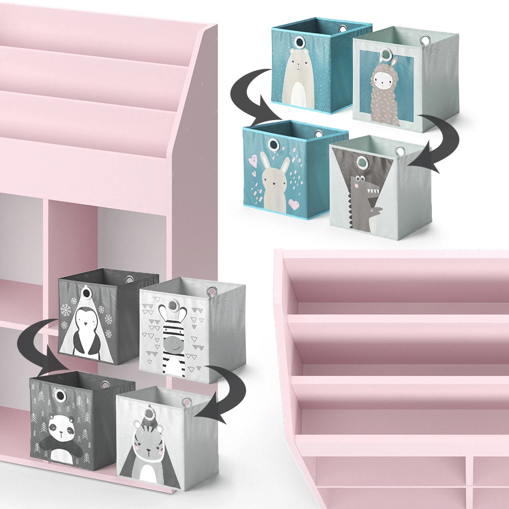 Vicco Libreria bambini rosa 72 x 114.2 cm con 4 scatole pieghevoli