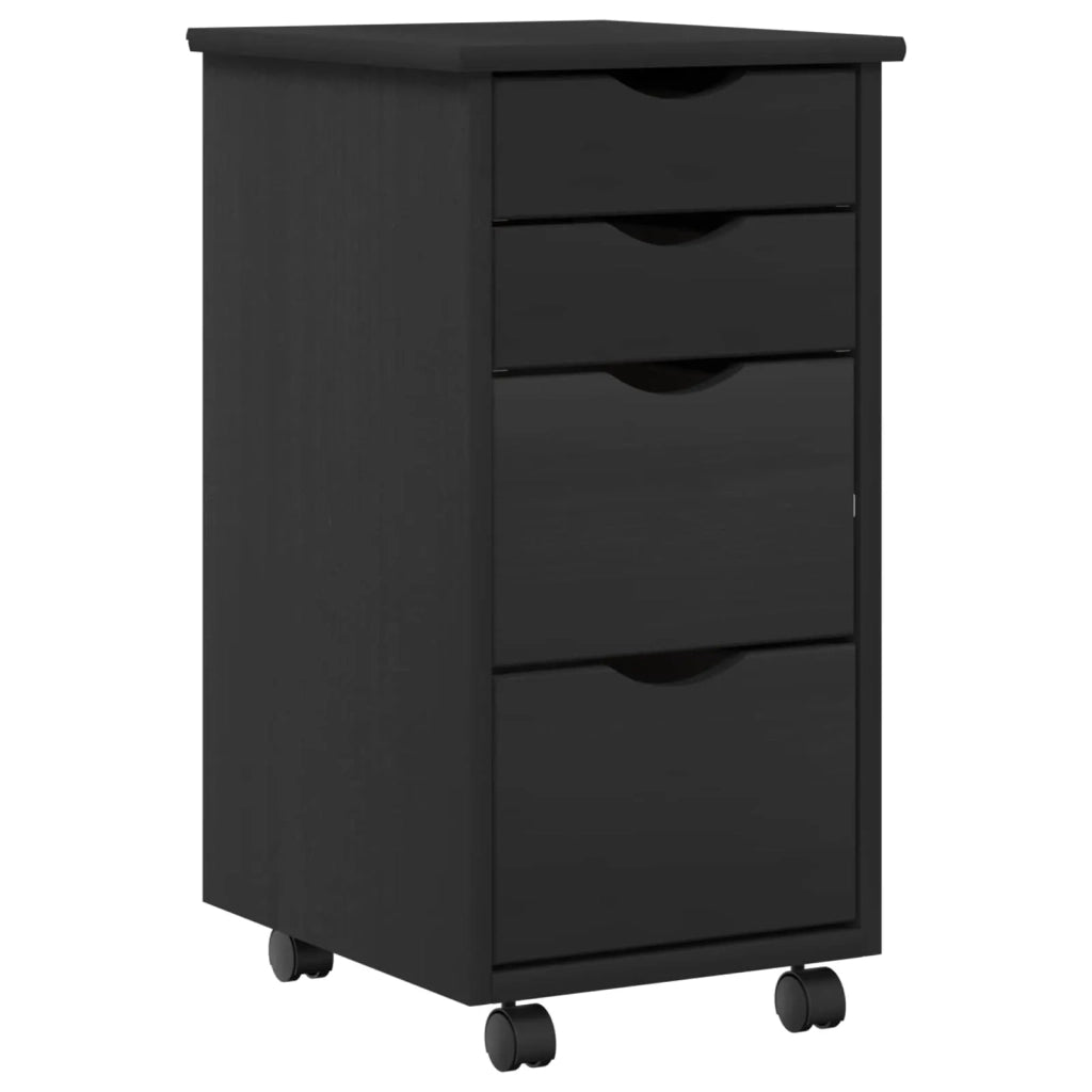 Set scrivania e mobiletto su ruote MOSS 2 pz Nero 3438793