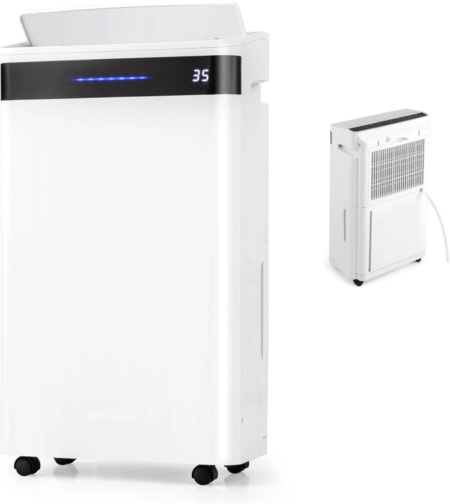 Deumidificatore Elettrico Silenzioso 25L/Giorno, con Indicatore di Umidità, 4 Modalità, 2 Metodi di Scarico, Serbatoio dell'Acqua da 5,5L, Timer 0-24 Ore, per Soggiorno, Camera, Ufficio