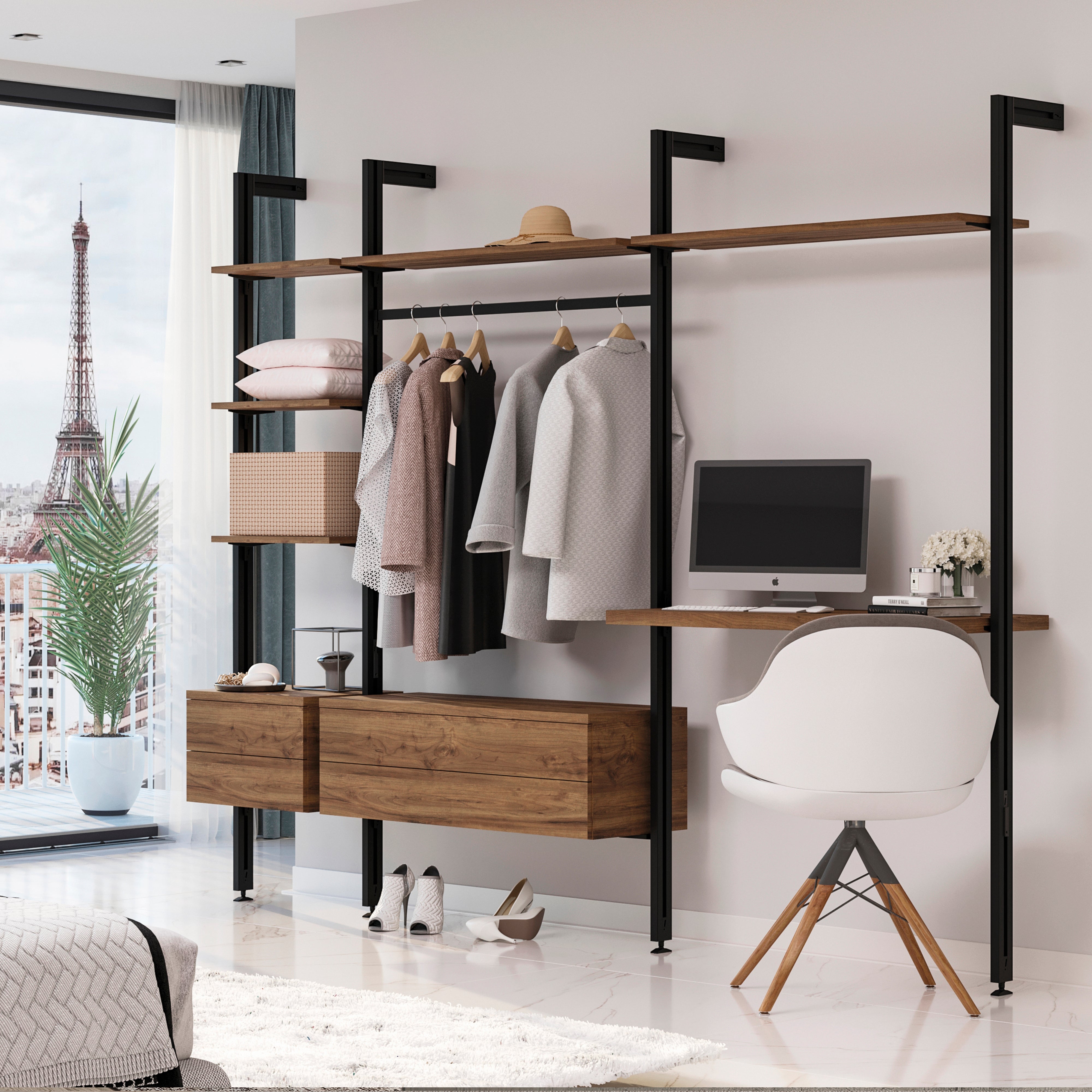 Kit Supporti per Mensole e Appendiabiti in Legno e Alluminio Emuca Zero Nero