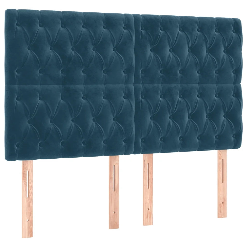 Giroletto a Molle con Materasso Blu Scuro 140x200 cm in Velluto