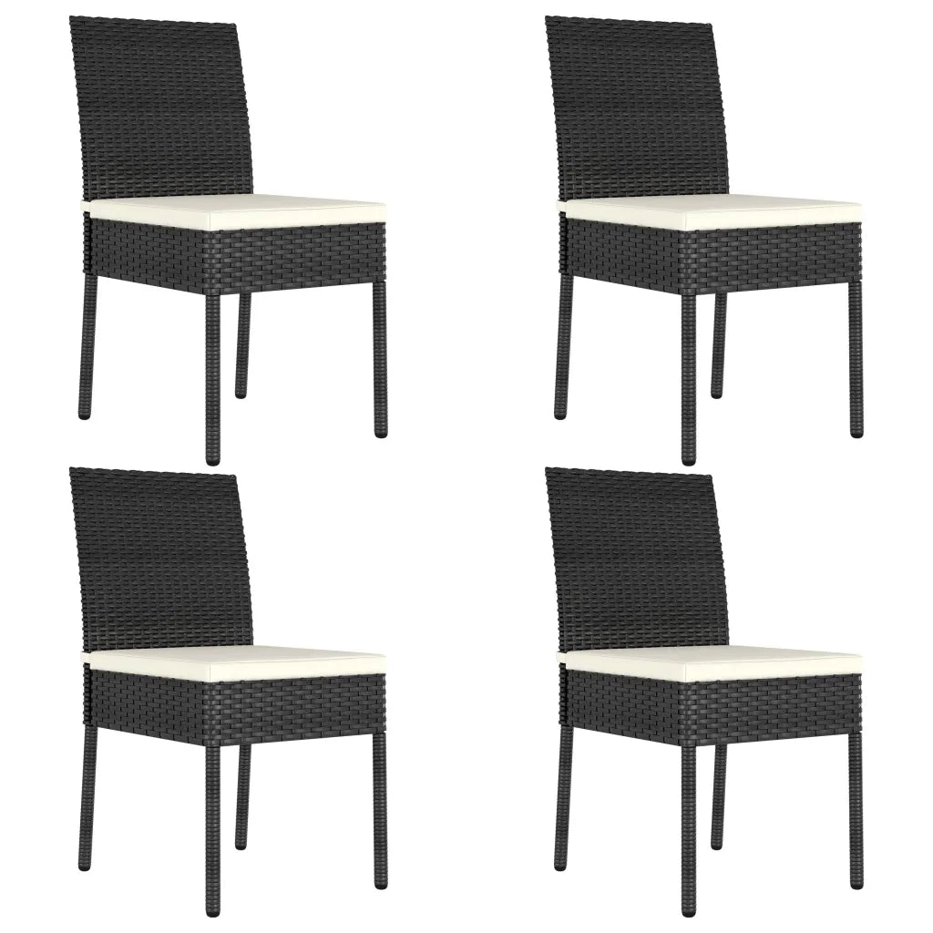 Sedie da Pranzo per Giardino 4 pz in Polyrattan Nero cod mxl 23764