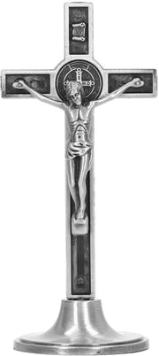 Cristo in Croce - Decorazione Metallica - Base Rimovibile - Adatto per Decorazione Uffici - Ideale per Regali Religiosi