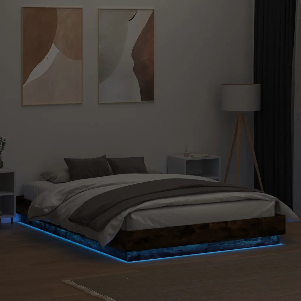 Giroletto con Luci LED Rovere Fumo 160x200 cm 3209783