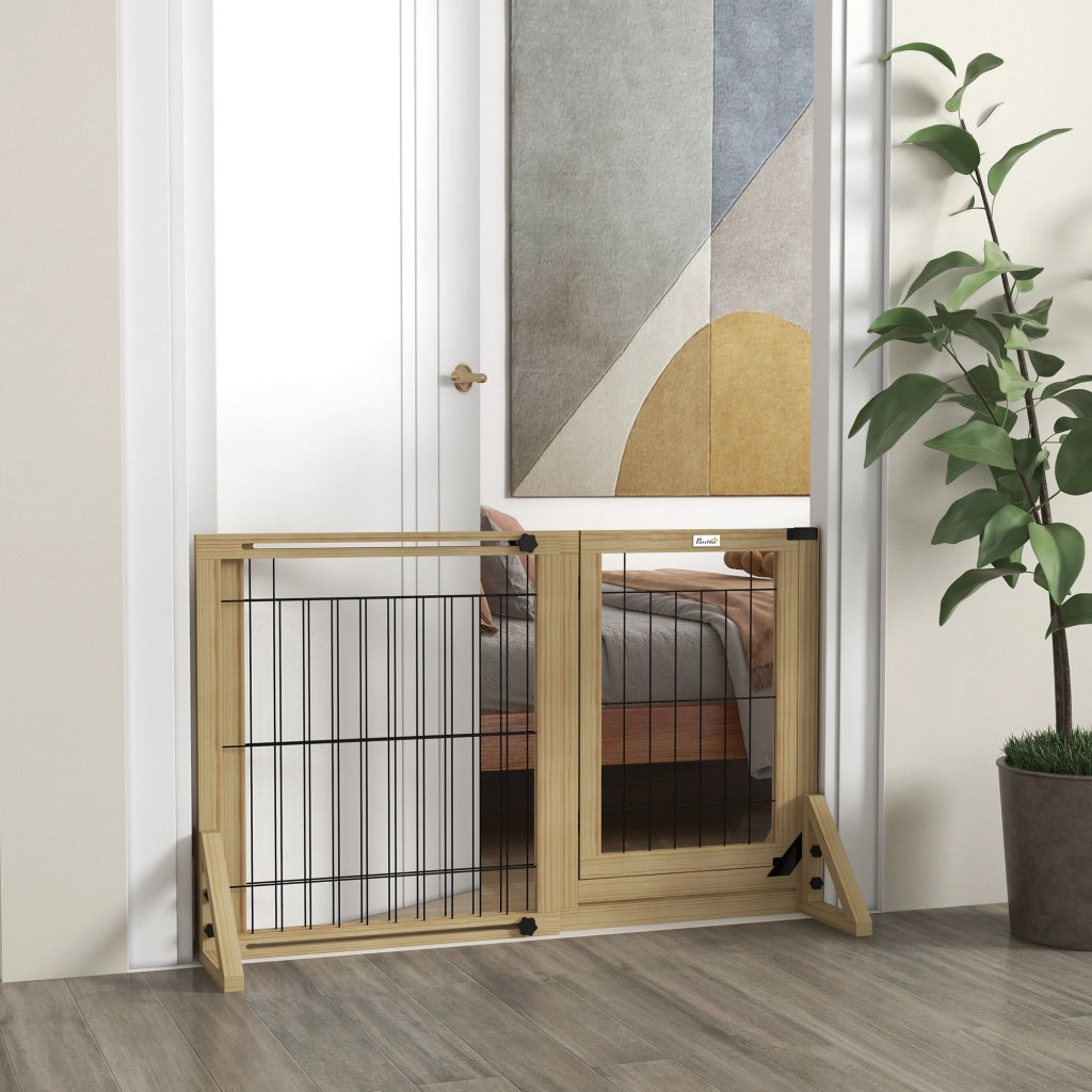 Recinto per Cani Esterno 2 Pannelli Pieghevole ¨C Zephmum ¨C 112-159x44x70 cm Legno Naturale