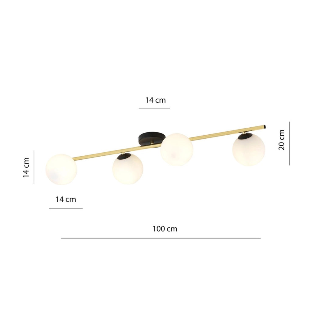 Lampada a sospensione SPLENDI in acciaio nero e oro con diffusori in vetro