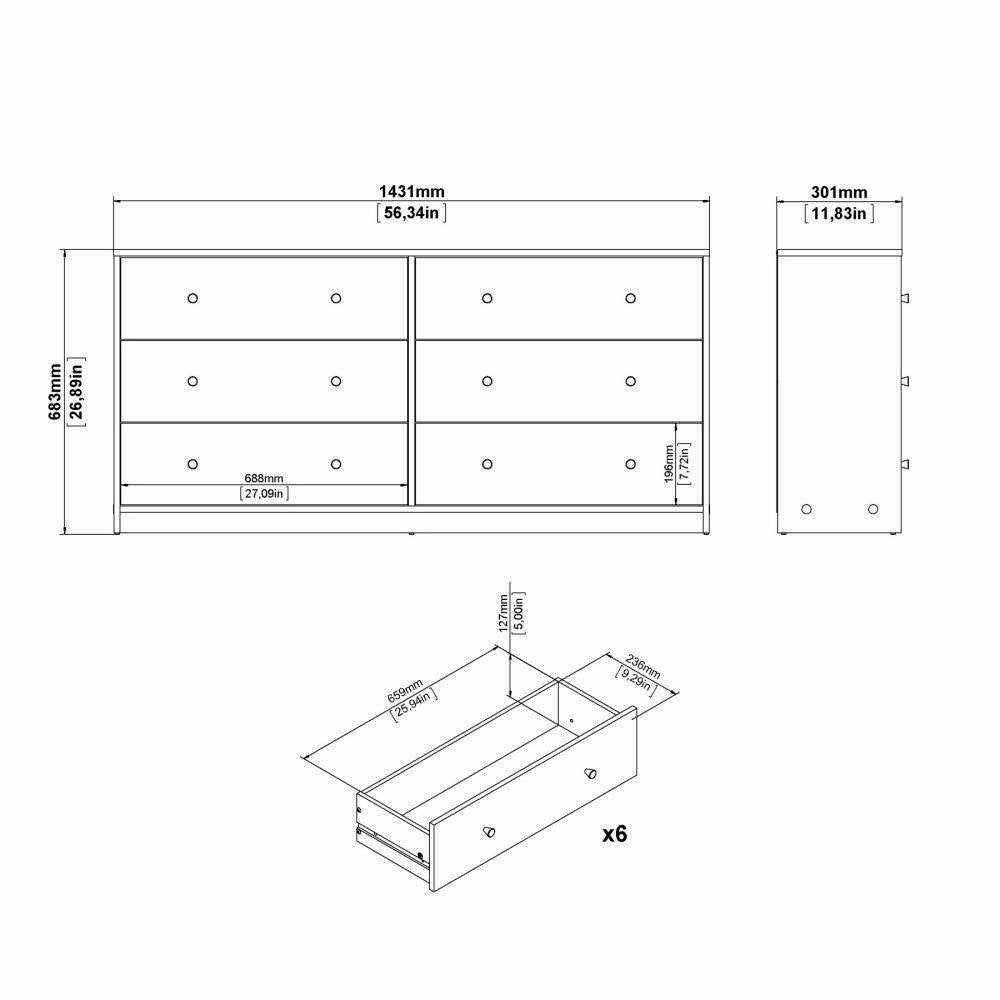 Credenza Rick, Buffet da soggiorno, Madia da salotto, Dispensa da cucina, 143x30 h68 cm, Bianco