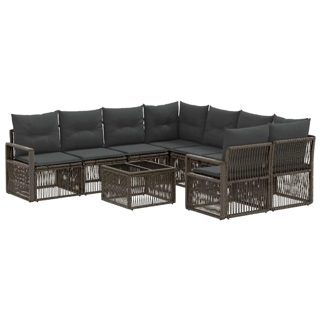Set Divano da Giardino 9 pz Grigio polyrattan 3435659