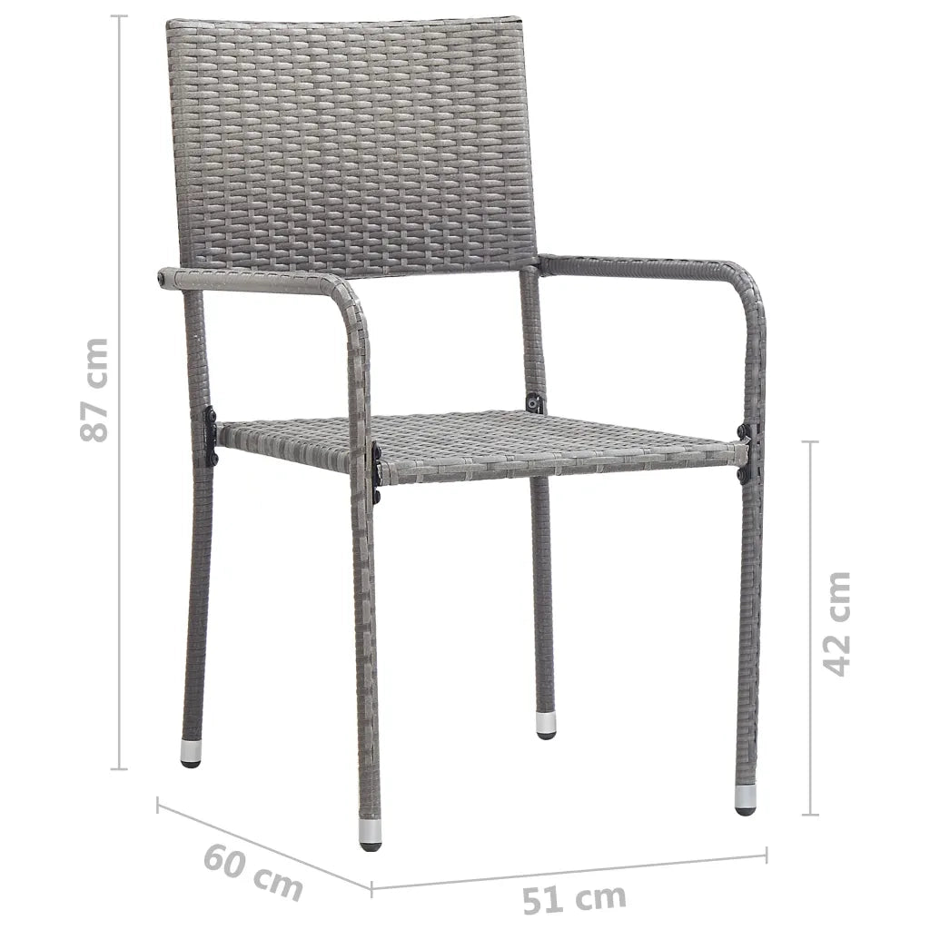 Sedie da Pranzo da Giardino 6pz Impilabili Grigie in Polyrattan 318703