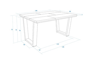 Tavolo da Pranzo, 140x90x74 cm, Per 6 persone, Tavolo Cucina, Rovere e nero