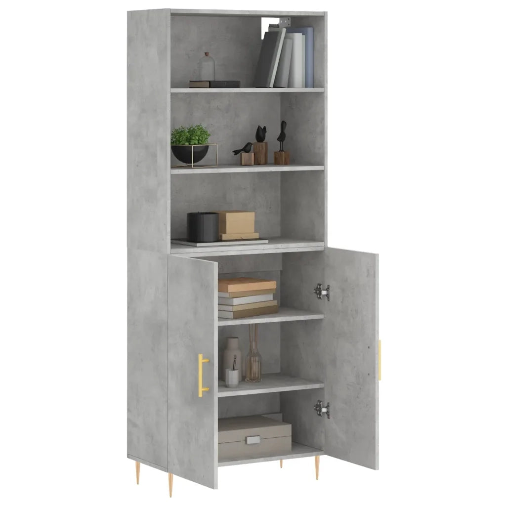 Credenza | Madia | Buffet da pranzo | Armadio da pranzo Grigio Cemento 69,5x34x180 cm in Legno Multistrato