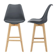 Set di 2 sgabelli da bar con seduta schienale e poggiapiedi imbottito plastica sintetica finitura faggio 105 cm grigio 03_0002779